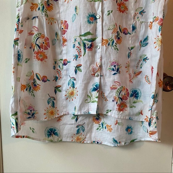 J Jill floral linen Sleeveless Button-Up Blouse - Picture 5 of 7